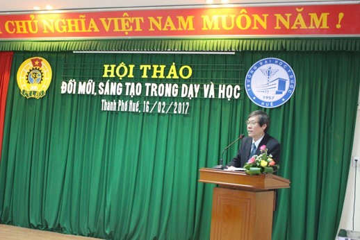 GS Cao Ngọc Thành  Bí thư  Đảng ủy, Hiệu trưởng phát biểu tại Hội thảo